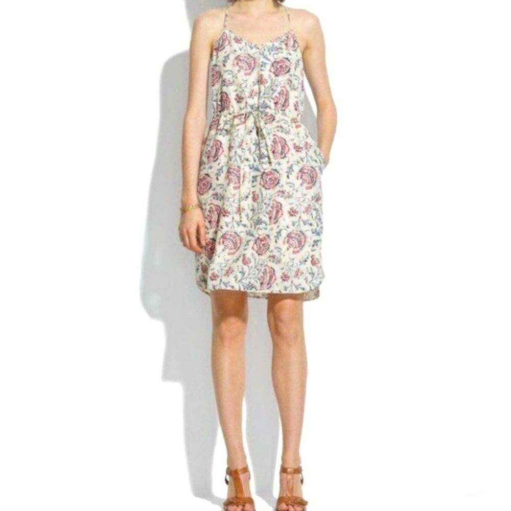 Madewell Daybreak Turkish Garden Paisley Floral Print Silk Razor Back Dress 12